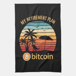 Mein Rentenplan Bitcoin Strand Sonnenuntergang Geschirrtuch