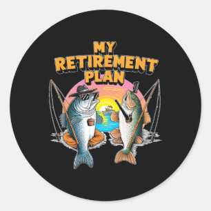 Mein Rentenplan ist lustiger Fisch Angel Fischangl Runder Aufkleber