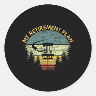 Mein Rentenplan Lustige Disc-Golf-Gag Senioren Män Runder Aufkleber