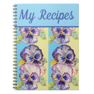 Mein Rezept Buch Pansy Lila Blume Wasserfarben Kun