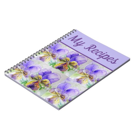 Mein Rezept Buch Viola Lila Blume Wasserfarbene Ku (Linke Seite)