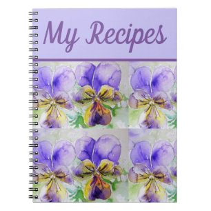 Mein Rezept Buch Viola Lila Blume Wasserfarbene Ku