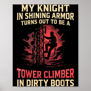 Mein Ritter in lustigem, glänzendem Turm kletternd Poster