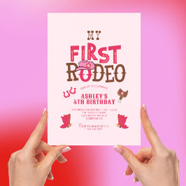 Mein Rodeo Cowgirl Pink 4. Geburtstag Einladung