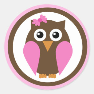 Mein rosa Owl Bow Sticker rund