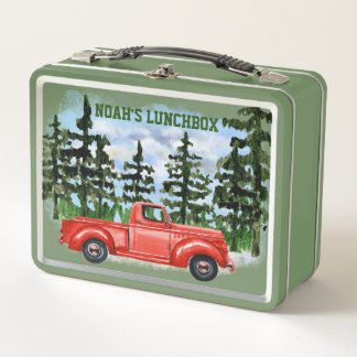 Mein roter Pick Up Truck Metal Lunchbox