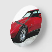 Mein Rotes Korvette von 1979 Runde Wanduhr (Winkel)