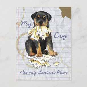 Mein Rottweiler hat meinen Lektionsplan aufgegriff Postkarte