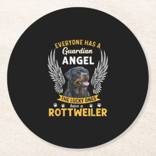 Mein Rottweiler ist ein Schutzengel-Geschenk für L Runder Pappuntersetzer