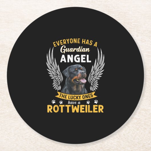 Mein Rottweiler ist ein Schutzengel-Geschenk für L Runder Pappuntersetzer (Vorderseite)