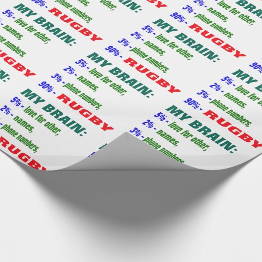 Mein Rugby des Gehirn-90% Geschenkpapier (Ecke)