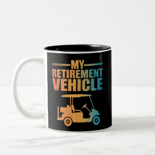 Mein Ruhestandsfahrzeug Golfwagen Golfer Golfwagen Zweifarbige Tasse