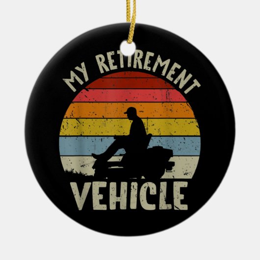 Mein Ruhestandsfahrzeug-Rasenmäher-Retro Keramik Ornament (Vorne)