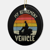 Mein Ruhestandsfahrzeug-Rasenmäher-Retro Keramik Ornament (Links)