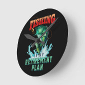 Mein Ruhestandsplan angeln, Vintage Fischerei Runde Wanduhr (Winkel)