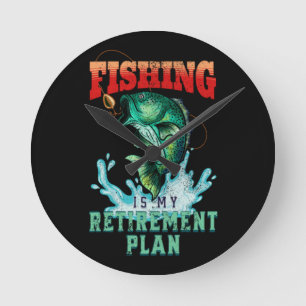 Mein Ruhestandsplan angeln, Vintage Fischerei Runde Wanduhr