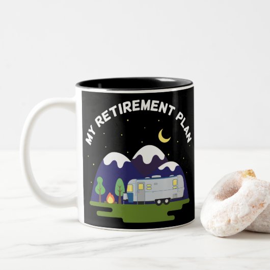 Mein Ruhestandsplan - Campingwagen RV - Ruhestand Zweifarbige Tasse (Mit Donut)