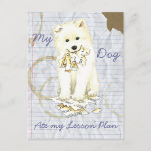 Mein Samoyed Ate my Lessingplan Postkarte