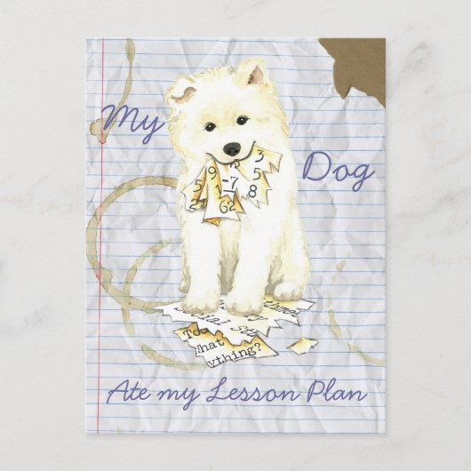 Mein Samoyed Ate my Lessingplan Postkarte (Vorderseite)