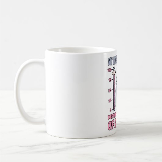 Mein Sarasmus-Niveau hängt vom Grad der Dummheit a Kaffeetasse (Links)