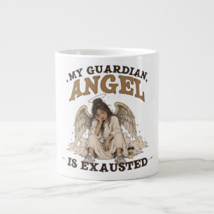 Mein Schutzengel ist erschöpft Vintage-Grafik Jumbo-Tasse