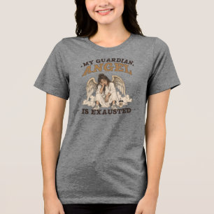Mein Schutzengel ist erschöpft Vintage-Grafik Tri-Blend Shirt
