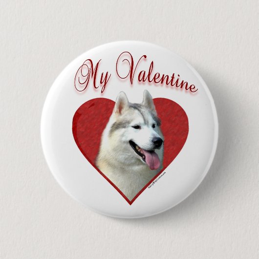 Mein sibirisches Husky-Valentin: Huskies der Liebe Button (Vorderseite)
