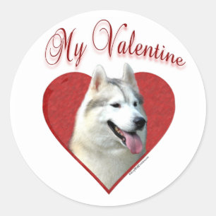 Mein sibirisches Husky-Valentin: Huskies der Liebe Runder Aufkleber