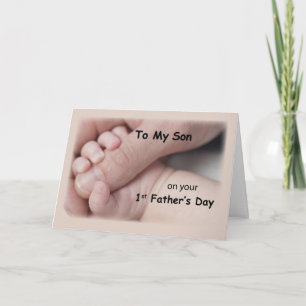 Mein Sohn am ersten Vatertag Baby Hand in Hand Karte