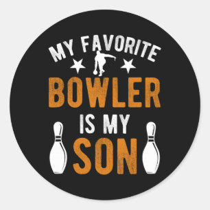Mein Sohn Bowling Vater eines Bowler Vater Bowling Runder Aufkleber
