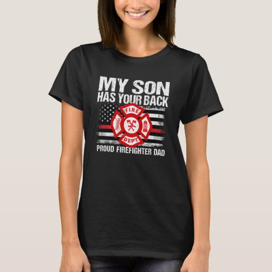 Mein Sohn hat deine Back Firefighter Family Thred T-Shirt (Vorderseite)