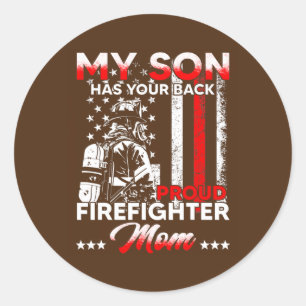 Mein Sohn hat deine Mama zum Feuerwehrmann Runder Aufkleber