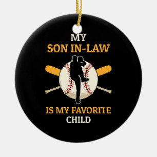 Mein Sohn im Jura ist mein Lieblingskind Baseball  Keramik Ornament