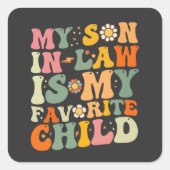 Mein Sohn im Jura ist mein Lieblingskind Retro Gro Quadratischer Aufkleber (Vorderseite)