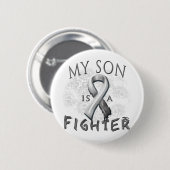 Mein Sohn ist ein Kämpfer-Grau Button (Vorne & Hinten)
