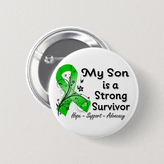 Mein Sohn ist ein starker Überlebender von Green R Button (Vorne & Hinten)
