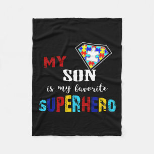 Mein Sohn ist mein Lieblingsheld Autismus Awarenes Fleecedecke