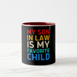mein Sohn ist mein Lieblingskind - Funny Family Zweifarbige Tasse