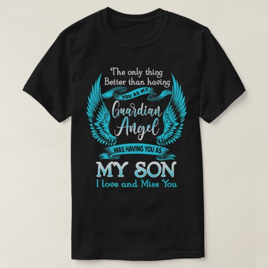 Mein Sohn ist mein Wächter-Engel im Himmel Eltern T-Shirt (Design vorne)