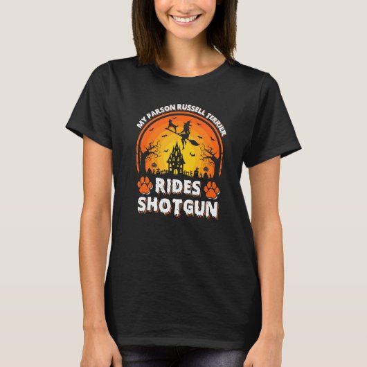 Mein Sohn Russell Terrier Dog Ride Witch Shotgun H T-Shirt (Vorderseite)