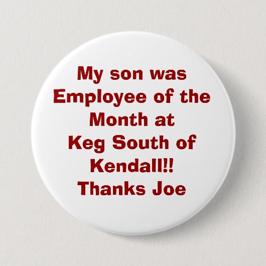 Mein Sohn war Angestellter des Monats an Fass Button (Vorderseite)