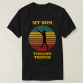Mein Sohn wirft die Sache Track Eltern Shotput Pre T-Shirt (Design vorne)