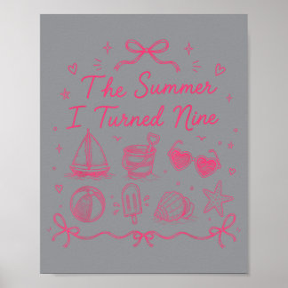 Mein Sommer wird Neun 9. Geburtstag Mädchen Sommer Poster