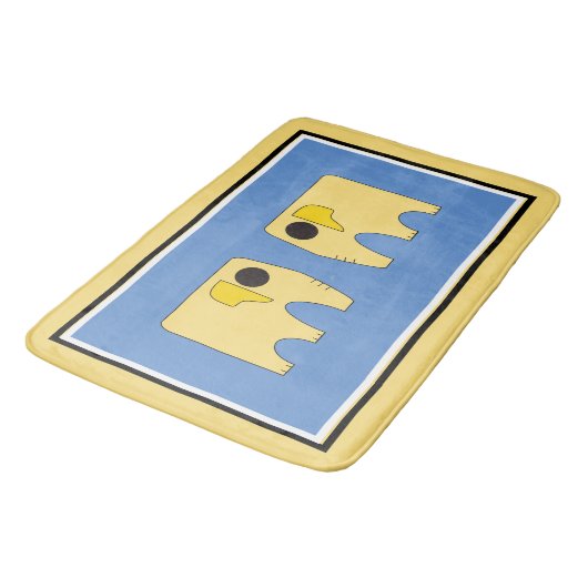 Mein sonniger Elefant auf blau Badematte (Schrägansicht)