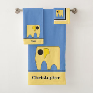 Mein sonniger Elefant - Personalisiert Badhandtuch Set