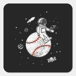 Mein Spiel ist aus dieser Welt! Baseball Spaceman Quadratischer Aufkleber