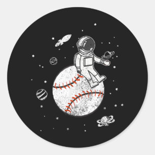 Mein Spiel ist aus dieser Welt! Baseball Spaceman Runder Aufkleber
