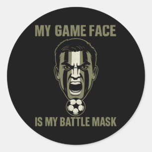 Mein Spielgesicht ist meine Byttle-Maske Fußball-F Runder Aufkleber