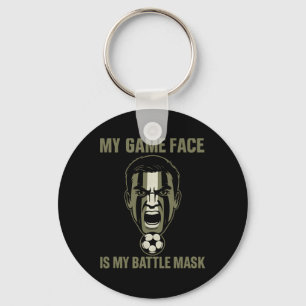 Mein Spielgesicht ist meine Byttle-Maske Fußball F Schlüsselanhänger