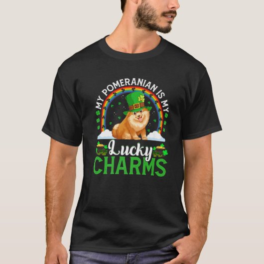 Mein Spitz ist mein Glücksbringer St. Patrick's Da T-Shirt (Vorderseite)